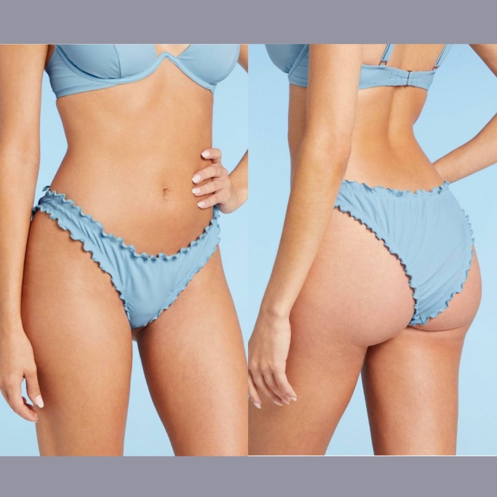 NWT Shade & Shore [‎ XS ] Ruffle High Leg Extra Cheeky Bikini Bottom